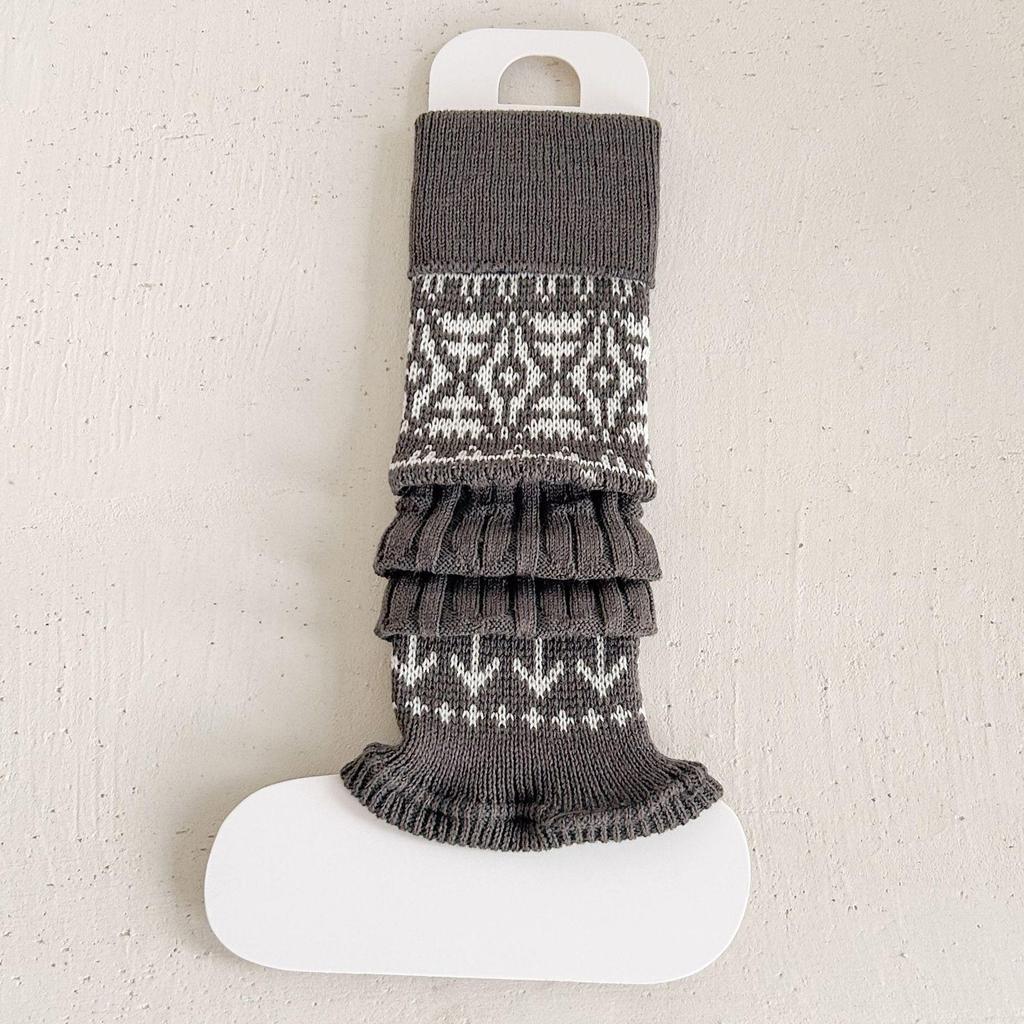 Girls' Korean Fair Isle Leg Warmers - Warm, Thick, and Slouchy for Autumn and Winter