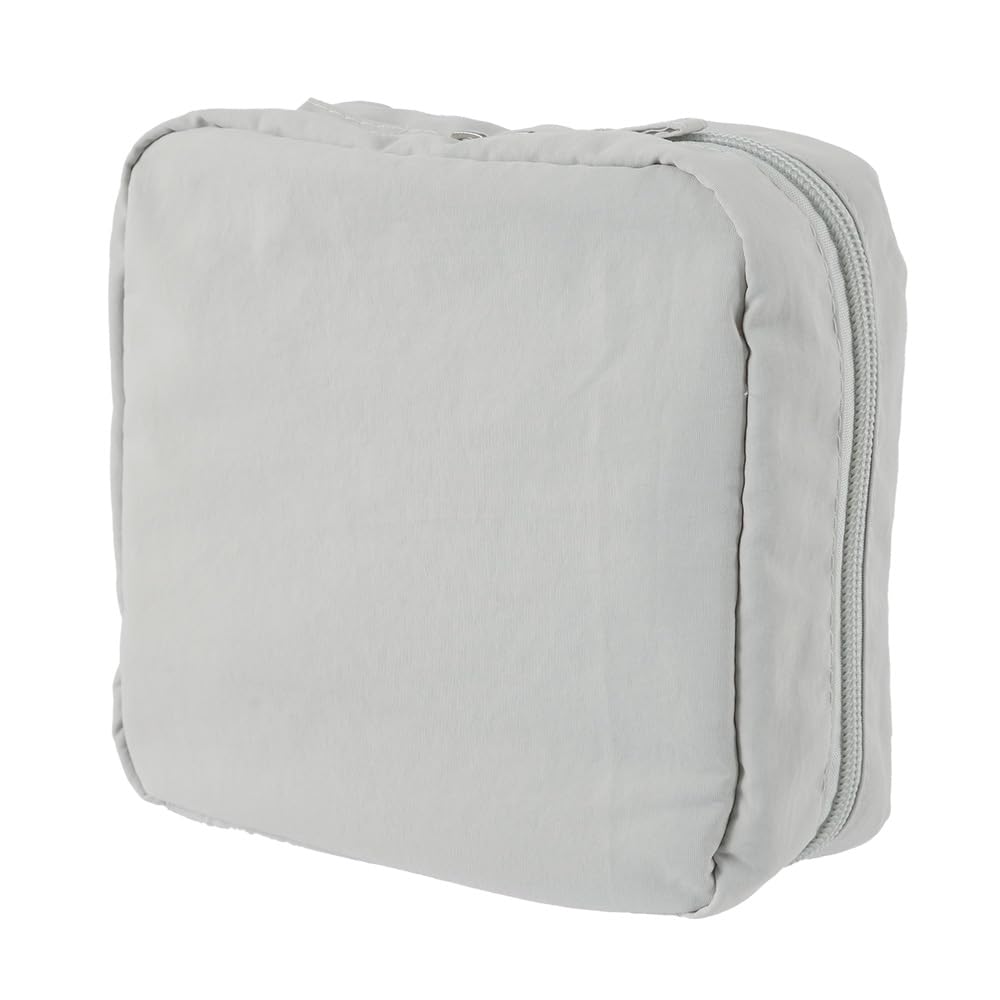 

Square Makeup Pouch, Large Capacity, Freestanding, Travel-Friendly, Vertical Storage, Compact, Water-Repellent, Gusset (Gray, L)