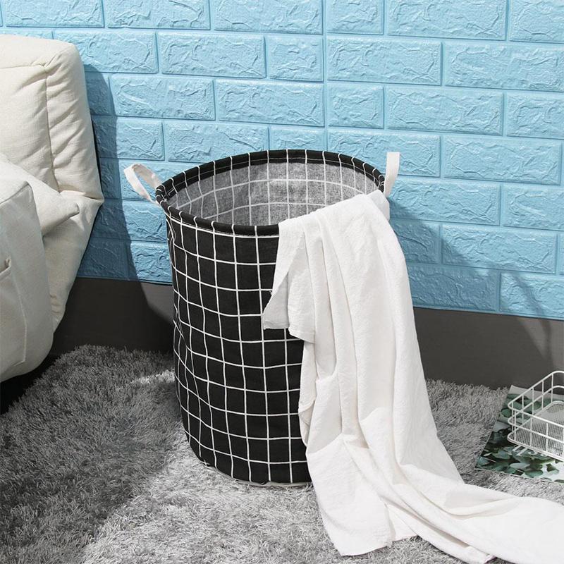Round Dirty Clothes Basket Portable Fabric Laundry Hamper Foldable Dustproof Multifunctional Storage Bucket Sundries