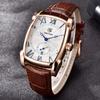 BENYAR BY-5114 Men's Chronograph Quartz Watch Fashion Casual 30M Waterproof Leather Strap Sport Rectangle Wristwatch For Man
