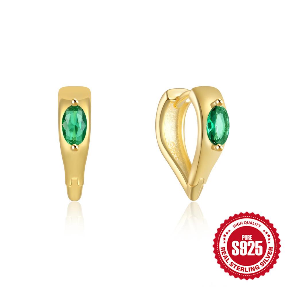 French Simple S925 Silver Fashion Temperament High-End Light Luxury Colored Treasure Stud Earrings Irregular Ear Buckles