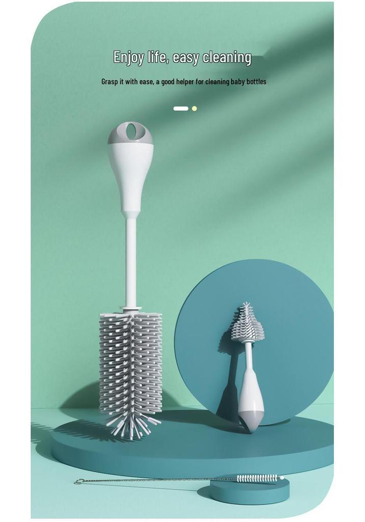 Anpei 360° Rotating Silicone Bottle & Nipple Cleaning Brush Set