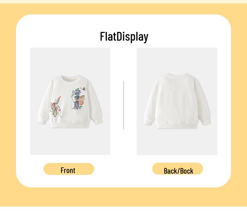 Children's Round Neck Butterfly Elf Print Sweatshirt - Autumn/Winter - Cute & Cozy for Girls