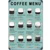 Señales de Menú de Café Vintage Letrero de Lata de Metal Decoración de Pared Artística Tipos de Café CaloríasLetrero de Aluminio y Estaño