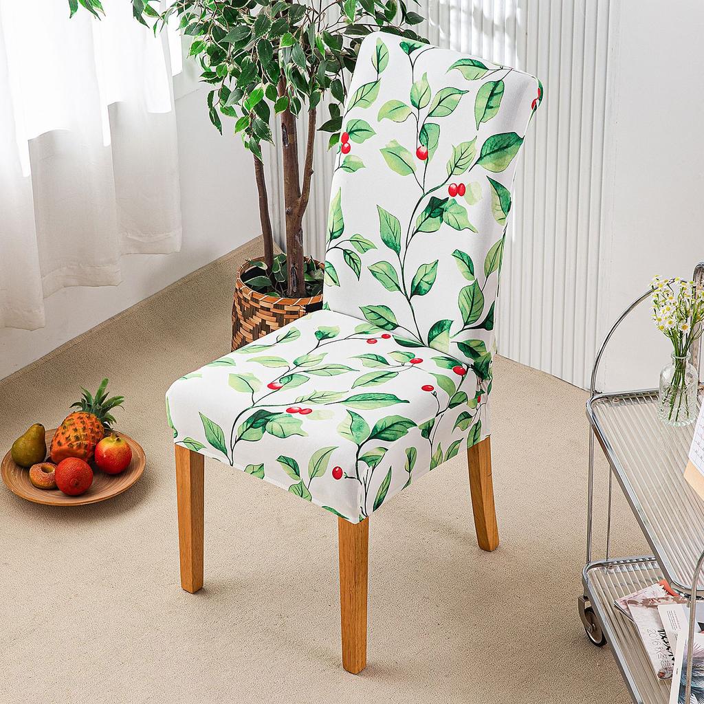 Printed Christmas Day Elastic Chair Cover Household One-Piece Half-Pack Stool Cover Hotel Dining Table Chair Cover
