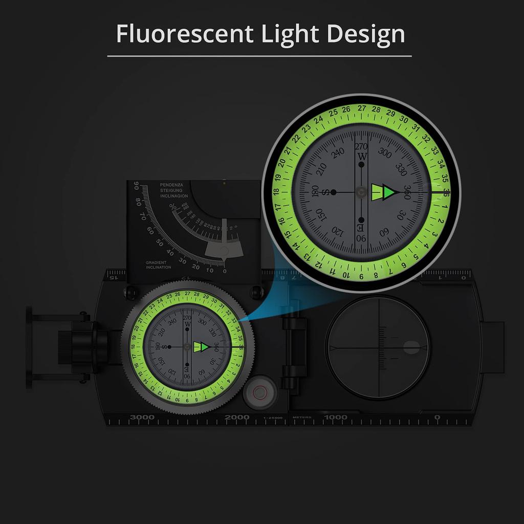 Proster Magnetic Zinc Alloy with IP65 Suitable for Outdoor Activities such as and Geology High-Precision Compass, Construction, Inclinometer,