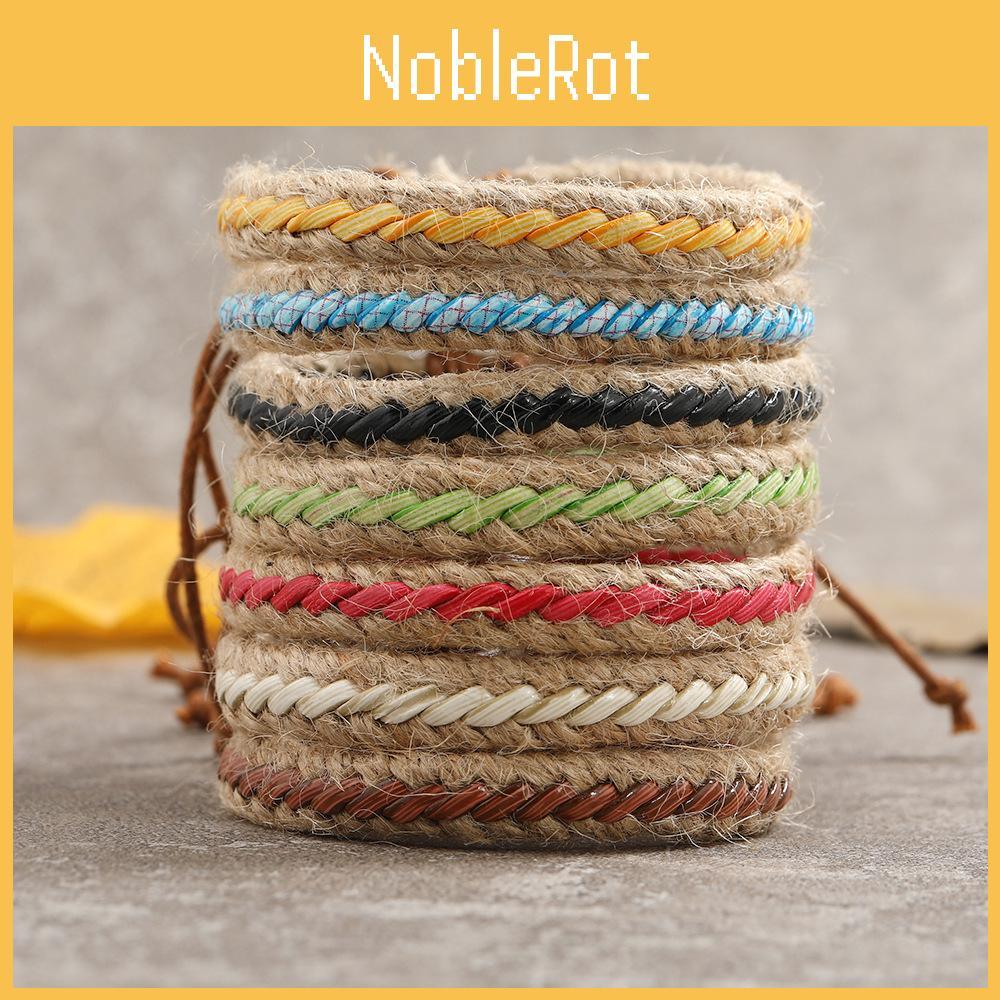 Retro Woven Colorful Leather Bracelet Trendy Bohemian Style Geometric Design