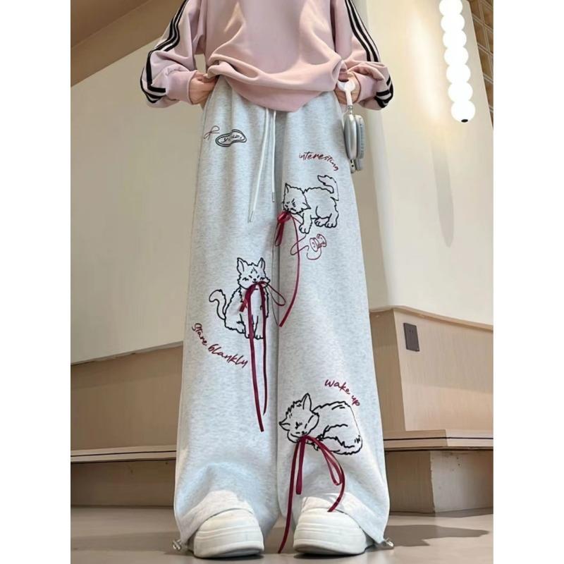 Czarno-białe spodnie dresowe ze ściągaczem damskie spodnie dresowe z szerokimi nogawkami High Street Hip-hop damskie nowe letnie długie spodnie na każdy mecz