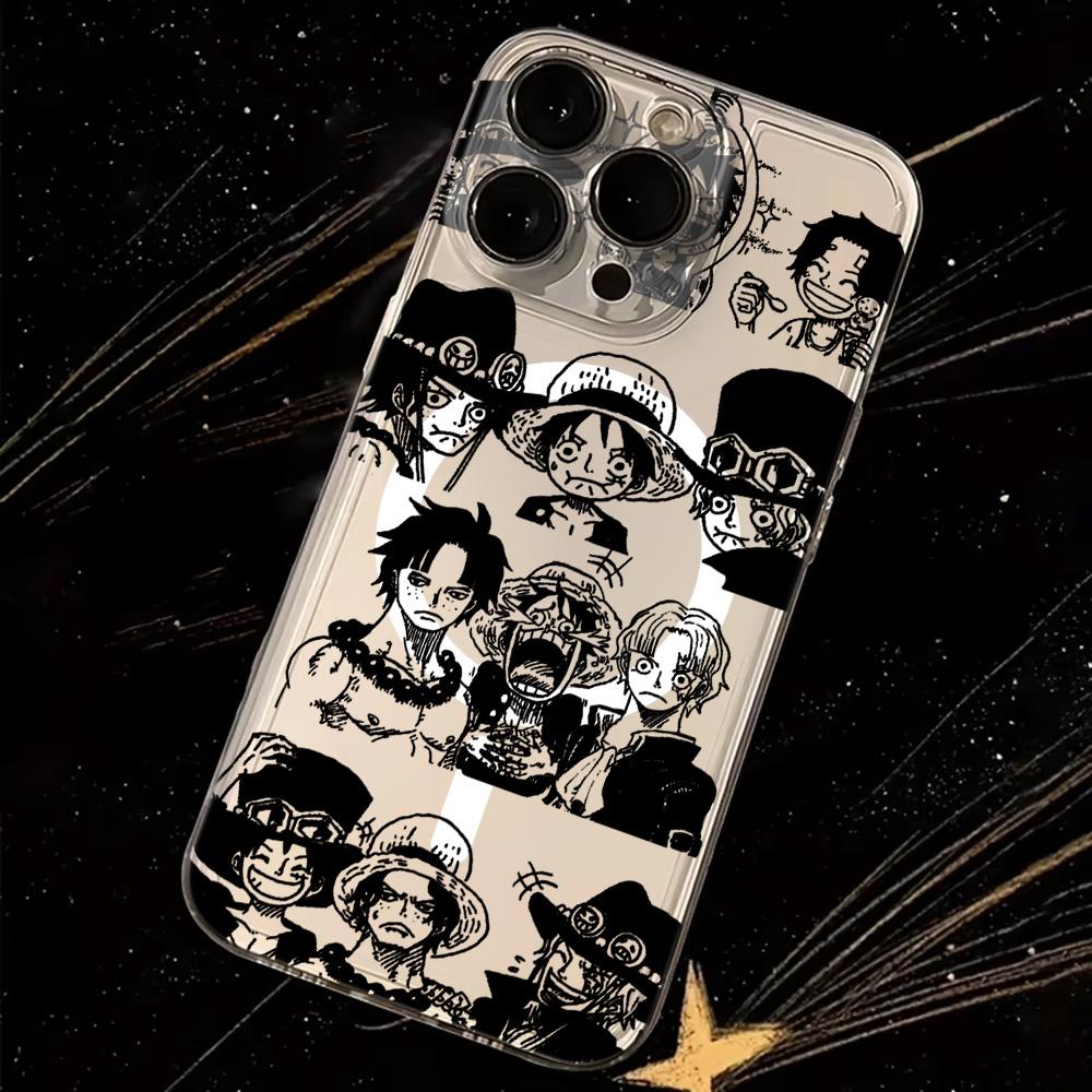 Anime Ones Pieces Luffys Magnetic Phone Case for Samsung Galaxy S25 S24 S23 S22 S21 S20 FE Edge Plus Ultra 5G Soft Clear TPU
