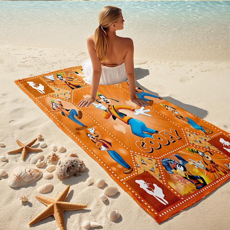 1Pc Goofy'S Adventures Orange Beach Towel, Quick Dry, Multi-Use for Beach Pool Gym Yoga Home Travel, Christmas, Halloween, Xmas Gift S929197