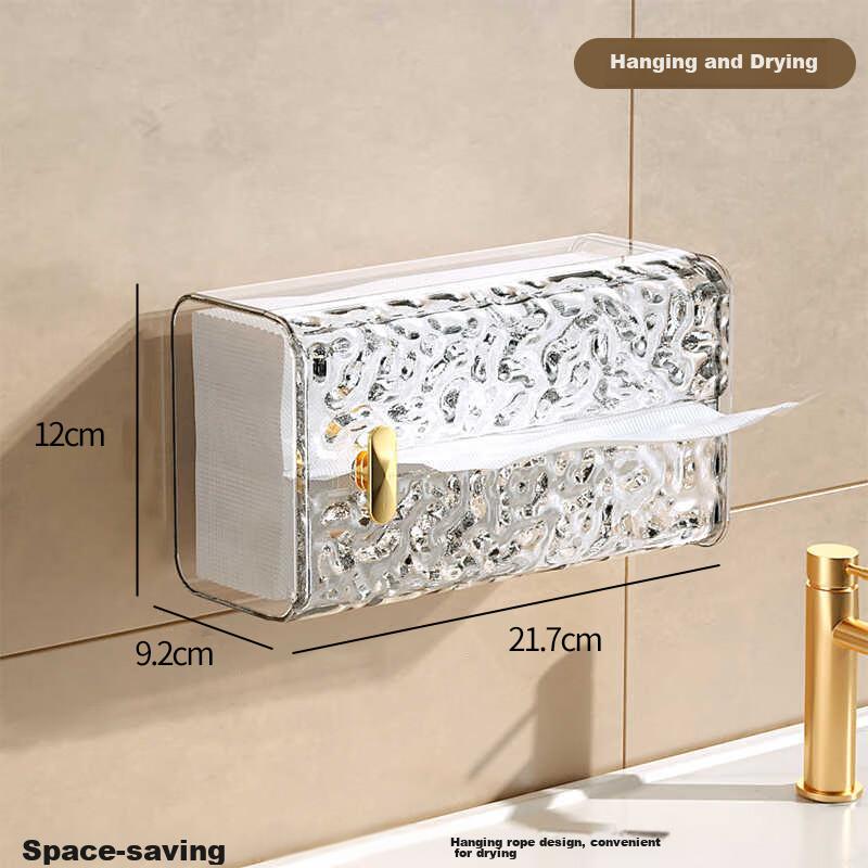 Glacier Pattern Tissue Box, Facial Tissue Storage Box, Wall-Mounted Tissue Holder, No Drilling Required, Luxury Bathroom Kitchen Paper Towel Dispenser