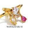 MamacitaSlay 316L Stainless Steel Zircon Water Droplet Crown Ring 18K Gold Plated Waterproof Jewelry Women's Elegant Ring Gift