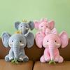 Süßer Elefant Plüschtier Langlebiger Rüssel Rosa Grau Sitzender Elefant Tier Stofftier Krone Elefant Spielzeug Heimdeko Geburtstagsgeschenk für Kind