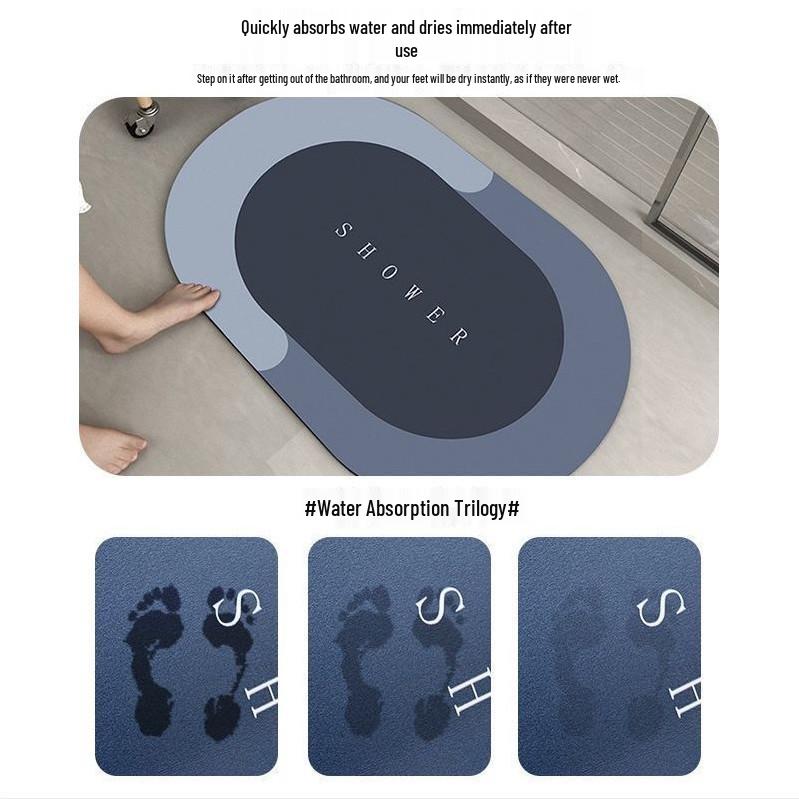 Quick-Drying Non-Slip Diatom Mud Bathroom Mat - Water Absorbent, Stain Resistant, Easy to Clean, Cuttable.
