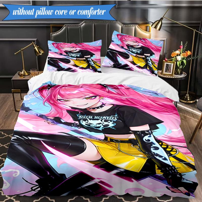 Kpop cartoon 3pcs K-pop music group Bedding set,Ideal for Bedroom, Dormitory,Including Duvet Cover And 2pcs Pillowcases,Fan gifts