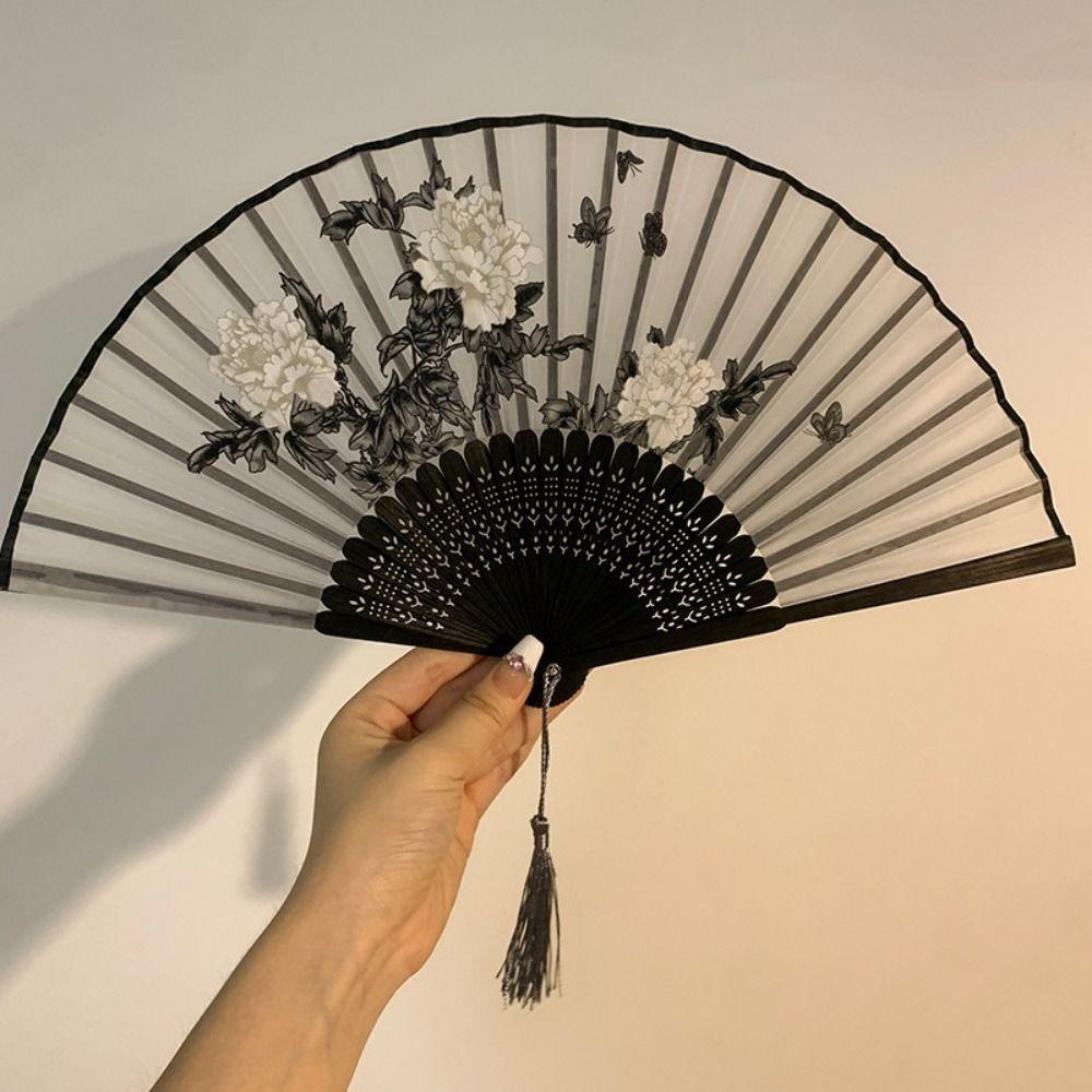 Bamboo Wood Dance Fan Chinese Style Ancient Fan Elegant Folding Fan  Home Decor
