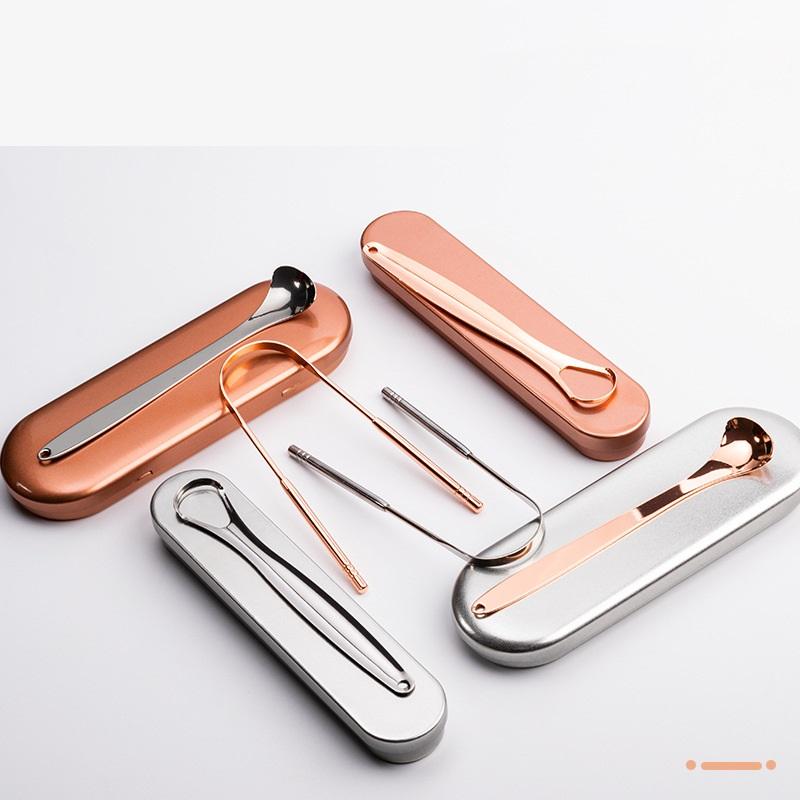 3 Pcs/Box Stainless Steel Tongue Scraper Metal Tongue Cleaner Reusable & Eco-friendly Tongue Brush Fresh Breath With Travel Case