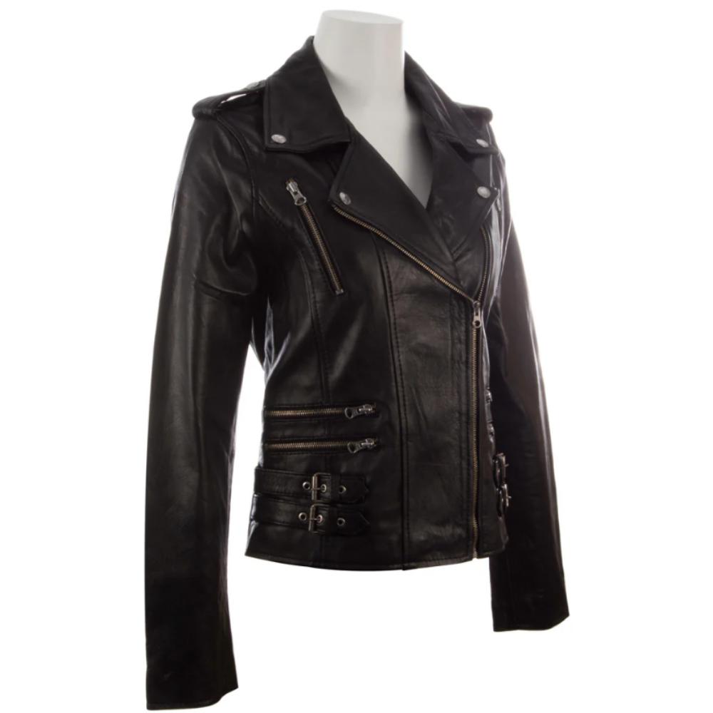 AVIATRIX Giacca da donna in vera pelle (AGSM) - Nero