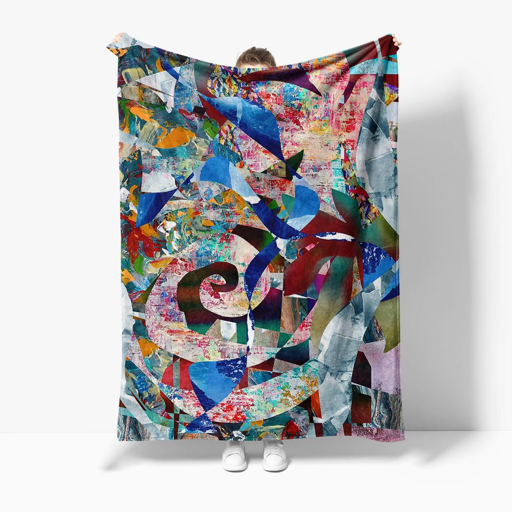 

Colorful Abstract Geometric Print Blankets Soft Warm Flannel Scottish Terrier Pet Throw Blanket Bed Sofa Couch Bedspreads Quilt 75x90cm