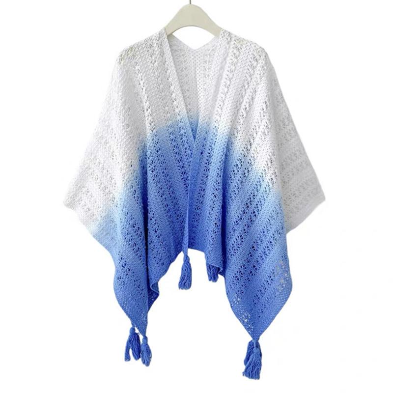 Spring Summer Thin Scarf Women Layers Poncho Sweet Color Spliced Hollow Wrap Shawl Casual Scarve Capa Para Mujer Pashmina Cloak