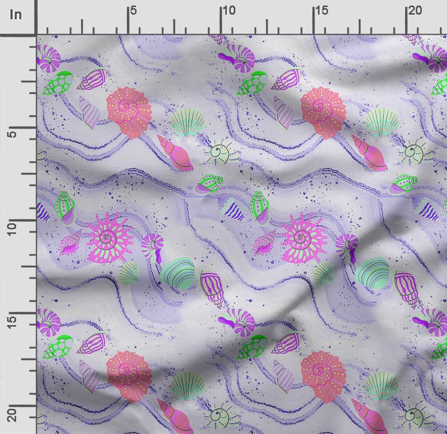 Soimoi Sea Shell Print, Cotton Cambric, Quilting Fabric prodávaná společností The Yard 42 Inch Wide, Medium Weight Cotton Fabric,