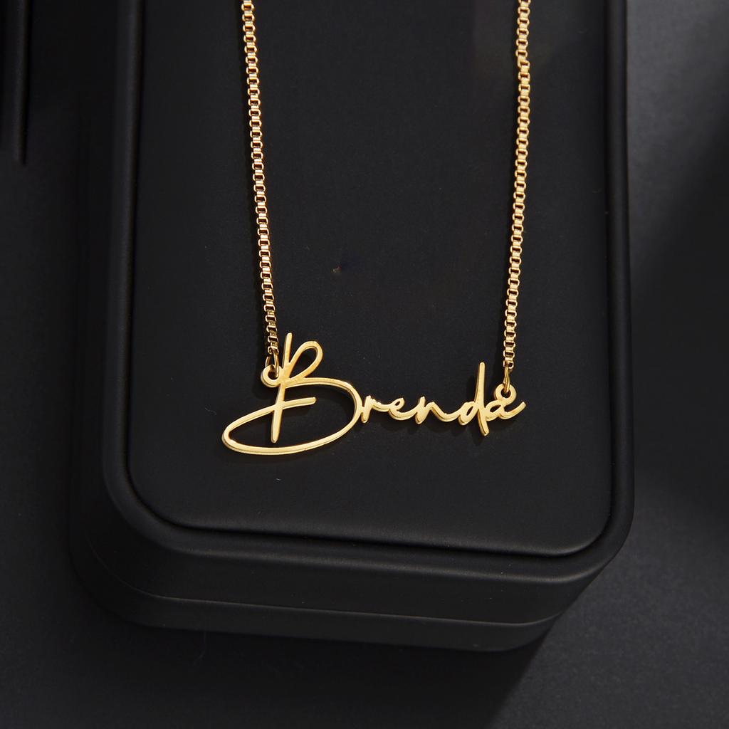 Atoztide Personalized Custom Name Necklaces Nameplate Pendant for Women Stainless Steel Link Chain Mother Kids Jewelry Gift