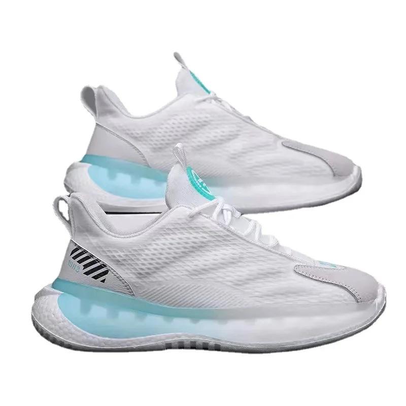 

Fashion Sneakers Men 2024 Spring New Breathable Running Shoes Soft Soled Mesh Surface Flying Woven Shoes Tenis Para Hombre 44 белый