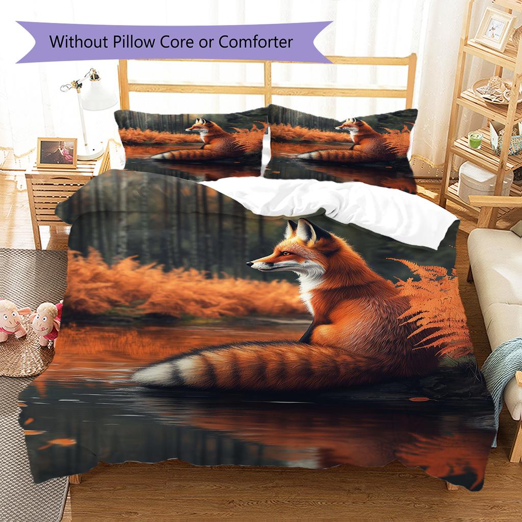 Animal Pattern Bedding Quilt Set Quilt Cover Pillowcase Home Decoration Gift (1 * Duvet Cover + 2 * Pillowcase, Without Core)