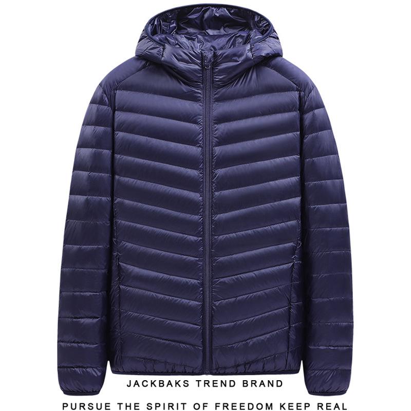 Men's Autumn/Winter Hooded Down Cotton Jacket, Large Size, Loose Fit, Short, Stand-Up Collar, Lightweight, Casual, Warm.