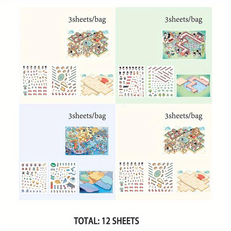 

4Pcs PET Stickers Chinese Fairy Tale Book Cartoon Journey To The West Theme Hand Account Collage DIY Landscaping Decorative