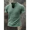 Summer, Solid Color, Men's T-shirt, Retro V-neck, Hairy Edge, Short Sleeve