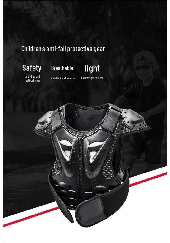 Kids' Motorcycle Balance Bike Armor Set: Knee, Elbow, Chest & Back Protectors.