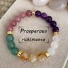 Good Luck Bracelets for Women Natural Stone Tiger Eyes Amethyst Beaded Bracelet Cute Elegant Jewelry Gifts for Mom or Friends