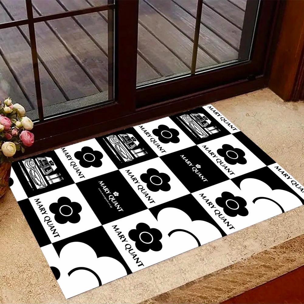 Mary Quant logo Themed Anti-Slip Rugs - Polyester Home Decor, Suitable for Bedrooms, Living Rooms, Doorways, Studios, and Decorations