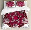 South Mandala Floral Bedding Set Vibrant Color Ornamental Illustration Duvet Cover Set Bohemian Mandala Lotus Design Quilt Cover