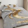 Pillowcase Quilt Cover 3-Piece Bedding Gold Silver Abstract Metal Brushstrokes Decorative Pattern
