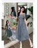 Plus Size Denim Puff Sleeve Square Neck Summer Dress for Women