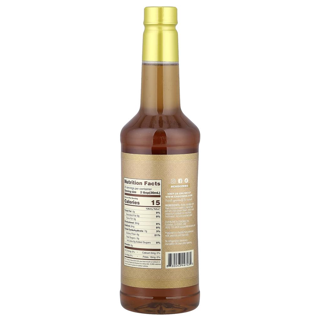 ChocZero Premium Syrup, Irish Cream, Sugar-Free, 750ml (25.4 Fl Oz)