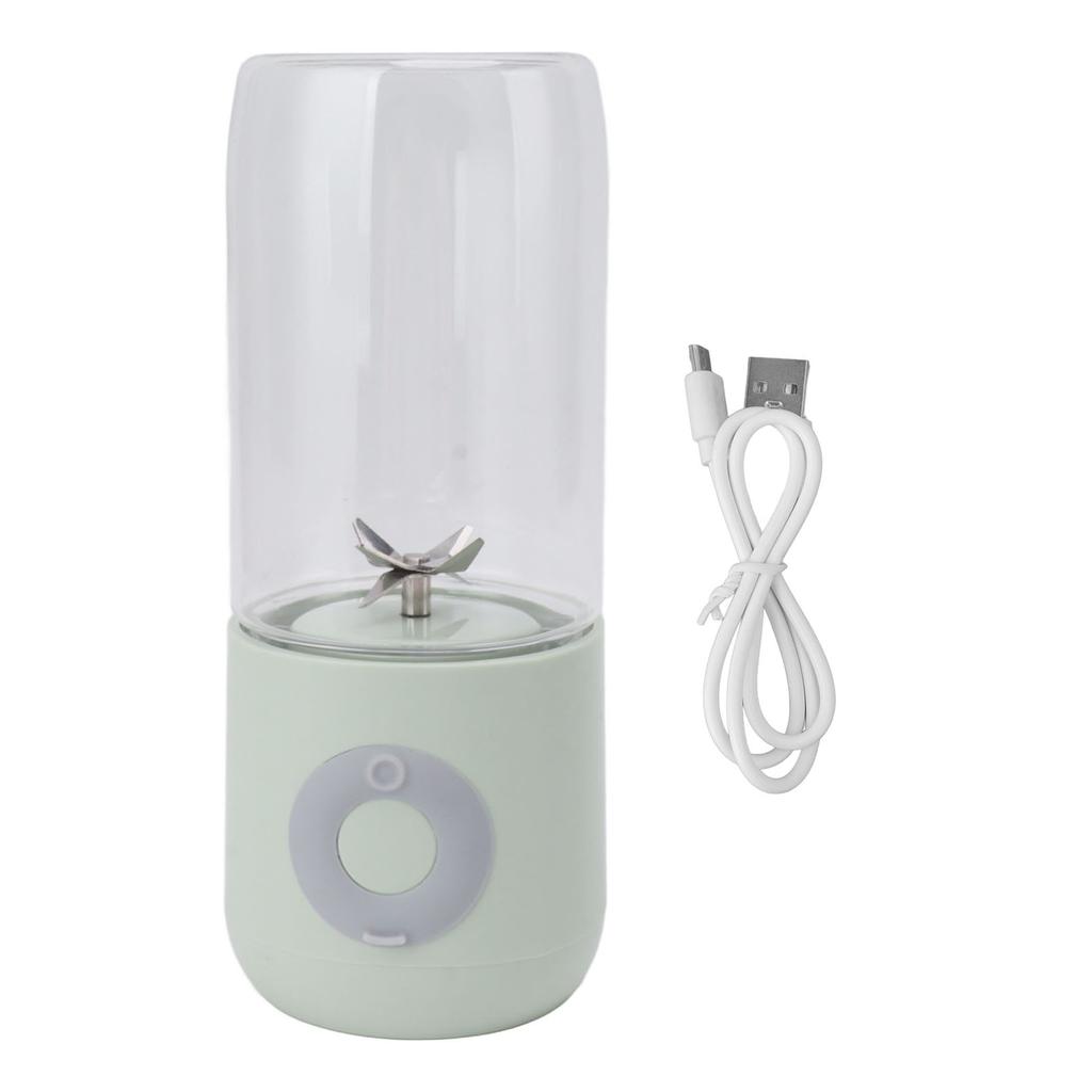 Electric USB Juicer Blender Green 6 Leaf Blades 1300mAh 500ml Portable Blender Cup for Fruit Juice