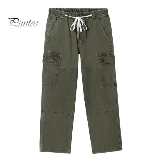 

Мужские брюки-карго свободного кроя, однотонные, винтажный стиль, уличный стиль, широкие прямые брюки с несколькими карманами, уличные брюки для путешествий на открытом воздухе M зелёный