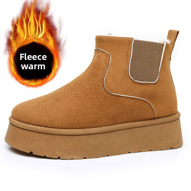 Fashion Winter Fashion New Women's Snow Boots Thick Soled Cotton Boots with Thick Velvet Solid Color Elastic Mouth Cotton Shoes