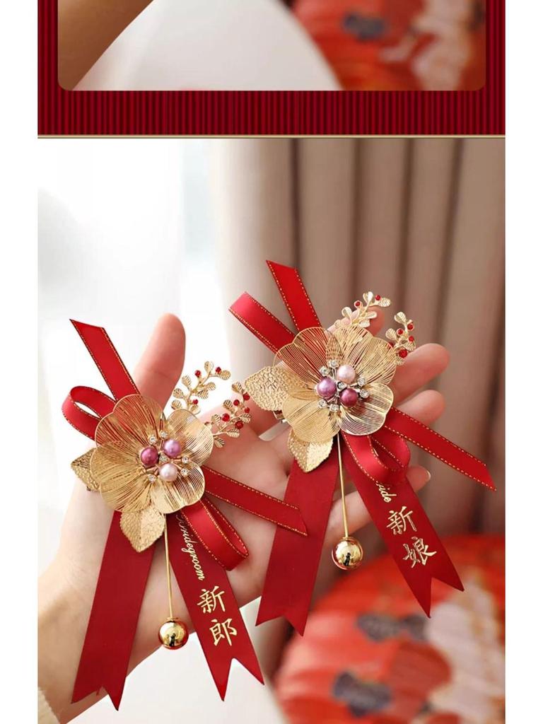 Complete Wedding Corsage Set: Bride, Groom, Parents Boutonniere, Brooch Flowers, Pre-Wedding Supplies