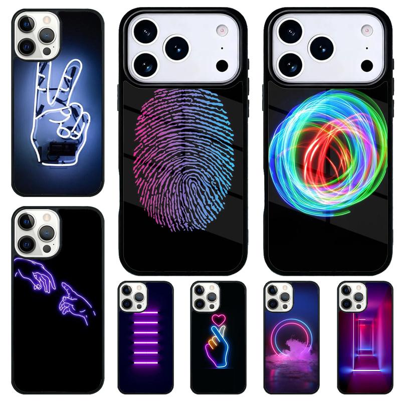 Neon Light Shockproof Phone Case for iPhone 17 Air 16e 15 11 12 14 13 Pro Max Cover Coque