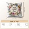 Happy Mothers Day Cushion Cover Summer Linen Pillow Case Organic Fabric Cushion Cover Double-Sided Print Sofa Home Decor