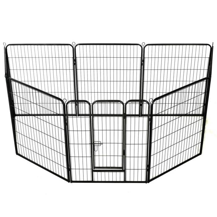 Parc pour chiens - vidaXL - 8 panneaux - Acier - 80 x 100 cm - Noir