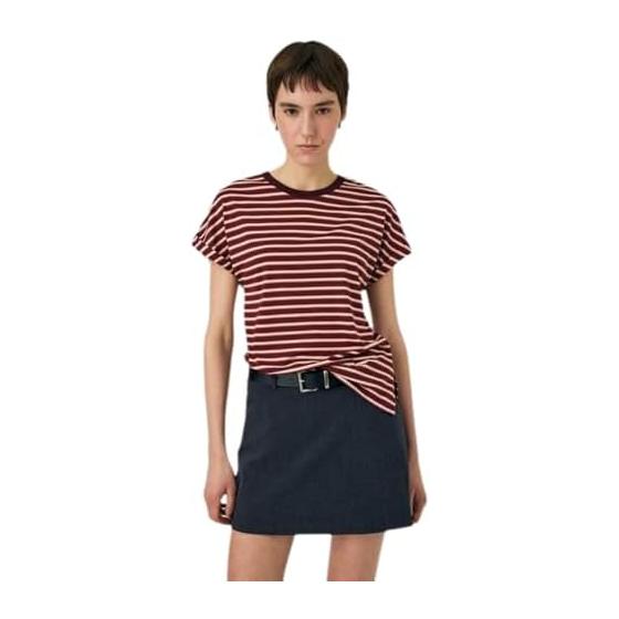 [Mousy] ROLL SLEEVE Multistripe TEE