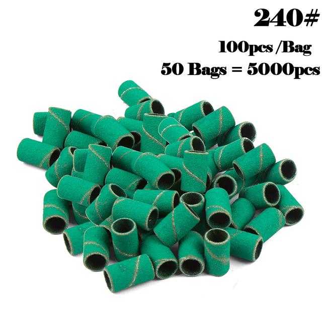 5000pcs Nail Art Sanding Bands 80# 120# 180# 240 Grinder Band for Manicure Drill Machine Removing Gel Varnish Pedicure