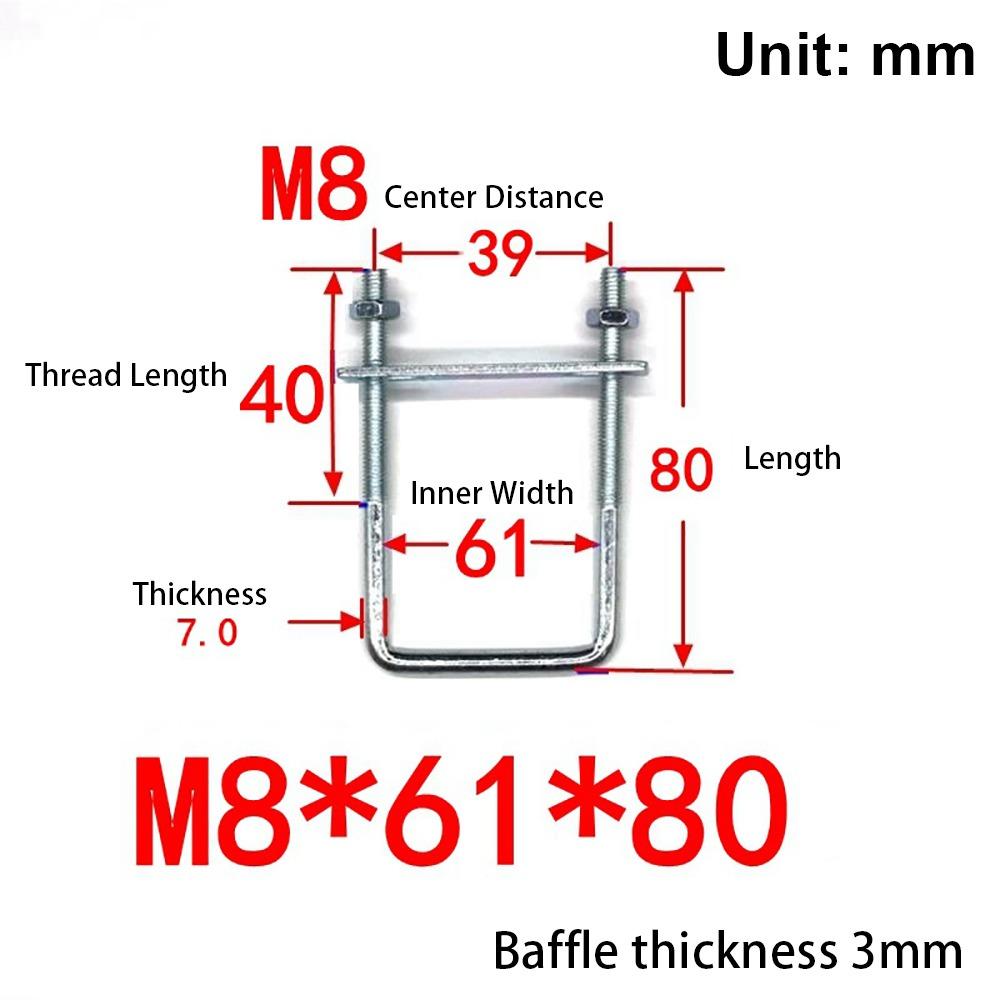 1Pcs With Baffle Pipe U-clamp Screws Right Angle U-bolt New Square Bolt for Square Tube
