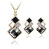 Square Diamond Inlaid Necklace Earrings Set Collarbone Chain Accessories Gifts Fashion Creative Decoration Korean Minimalist