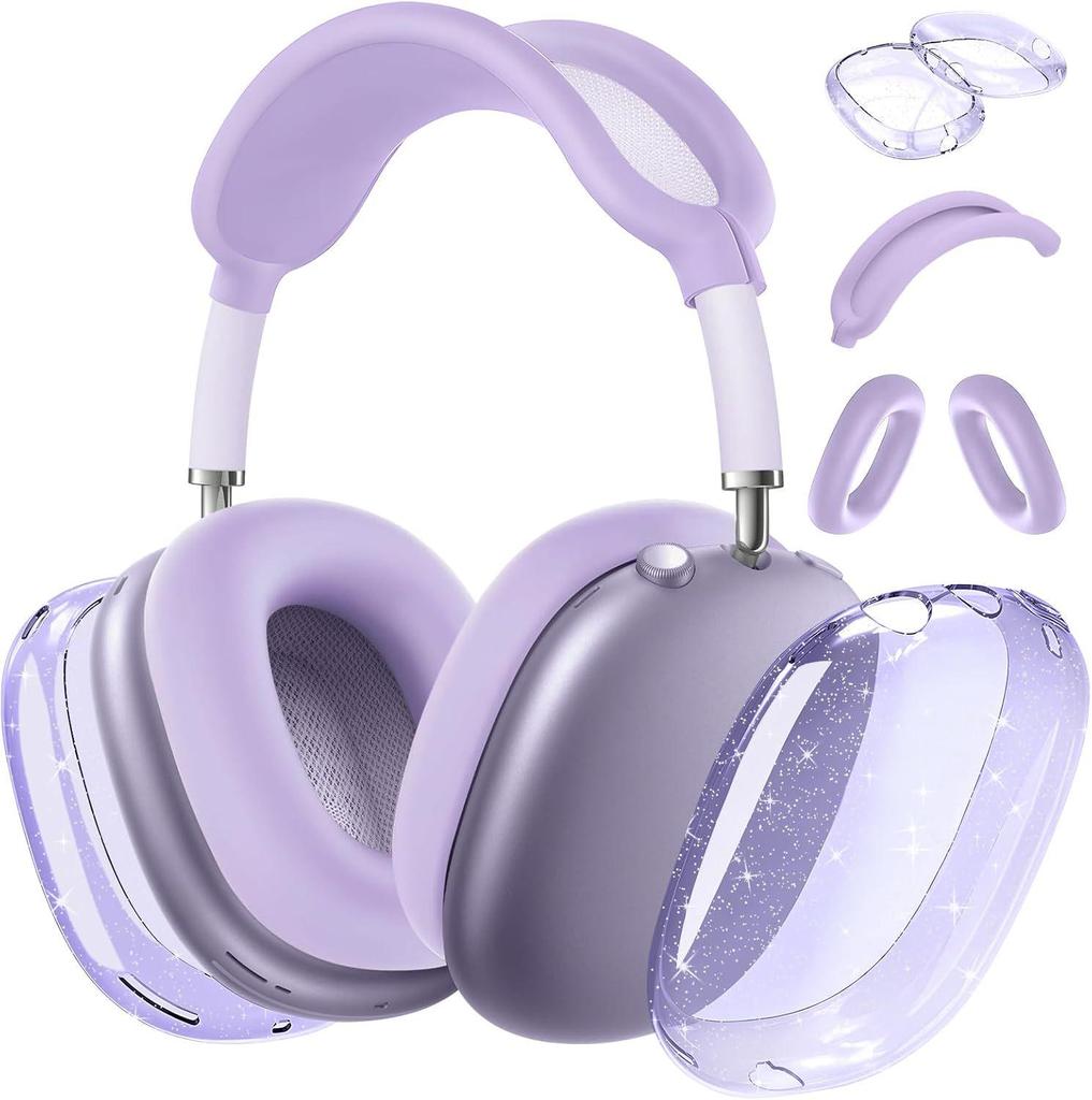 Applicable AirPods Max Over-Ear Headphones Transparent Glitter Silicone Case